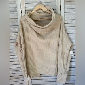 Free People Beige Cowl Neck Sweater